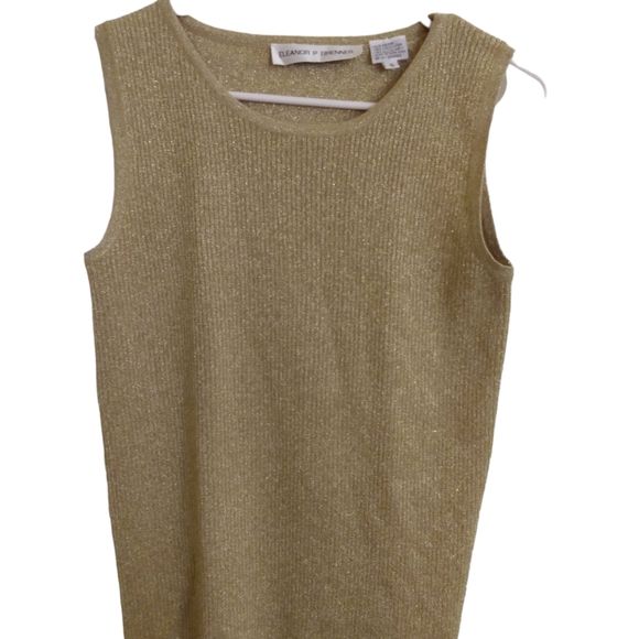 ELEANOR P BRENNER GOLD BLOUSE S - Picture 1 of 2